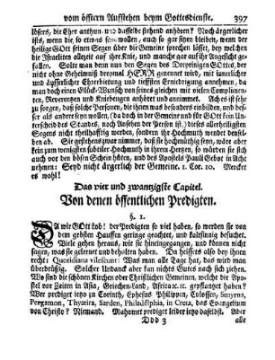 Das vier und zwanzigste Capitel. Von denen öffentlichen Predigten.