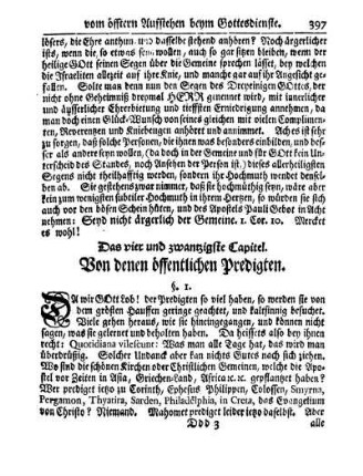 Das vier und zwanzigste Capitel. Von denen öffentlichen Predigten.