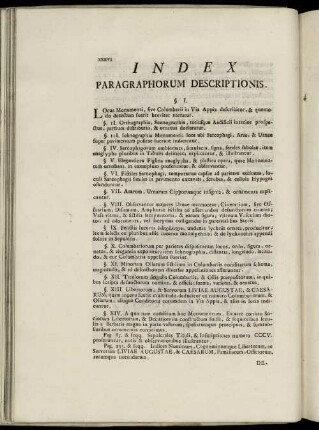 Index Paragraphorum Descriptionis.