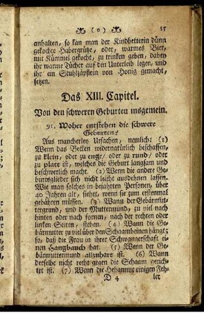 Das XIII. Capitel. Von den schweren Geburten insgemein.