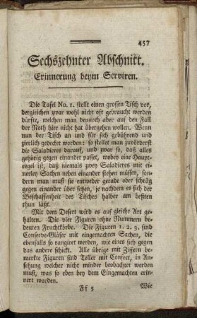 Sechzehnter Abschnitt. Erinnerung beym Serviren