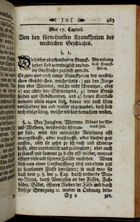 Das 17. Capitel. Von den fürnehmsten Kranckheiten des weiblichen Geschlechts.