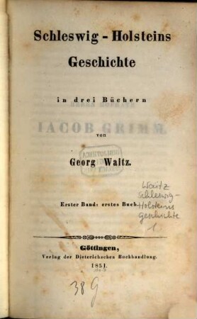 Schleswig-Holsteins Geschichte in drei Büchern, 1