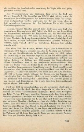 383 [Rezension] Toppe, Hilmar, Der Kommunismus in Deutschland