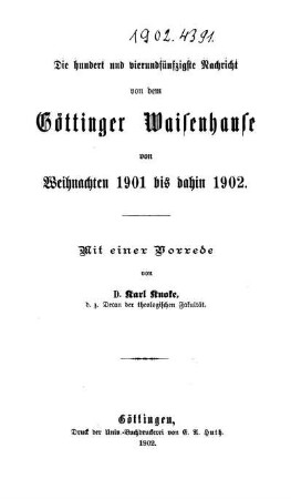 154: Nachricht von dem Göttinger Waisenhause