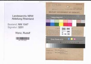 Entnazifizierung Rudolf Wenz , geb. 30.07.1894 (Angestellter)