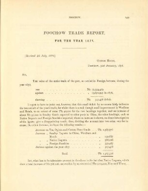 Foochow trade report