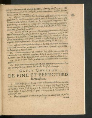 Caput Quartum. De Fine Et Effectibus Retractus.