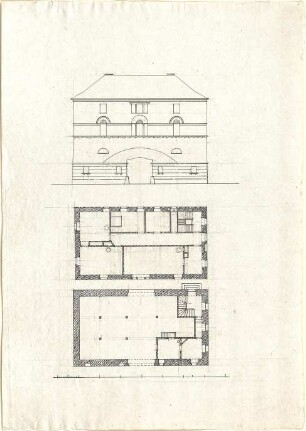 Speeth, Peter; Öffentliches Gebäude - Grundriss EG, Grundriss OG, Ansicht