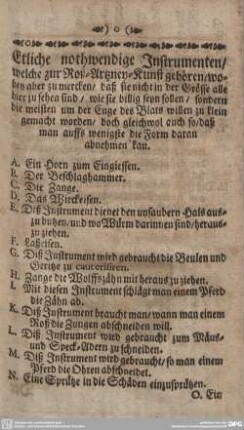 Etliche nothwendige Instrumenten/welche zur Roß-Artzney-Kunst gehören/...