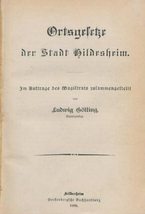Ortsgesetze der Stadt Hildesheim