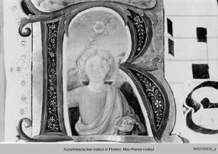 Antiphonar : Historisierte Initiale R: Gabriel als Engel der Verkündigung