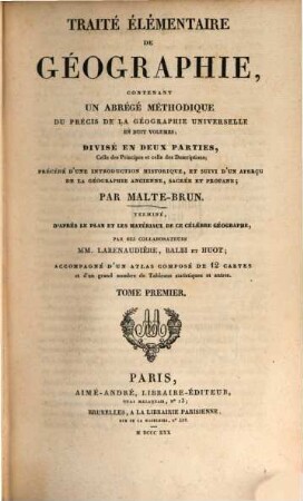 Traité élémentaire de Géographie, 1