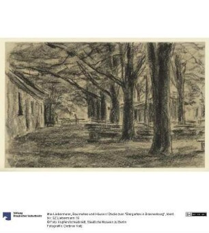 Baumallee und Häuser / Studie zum "Biergarten in Brannenburg"