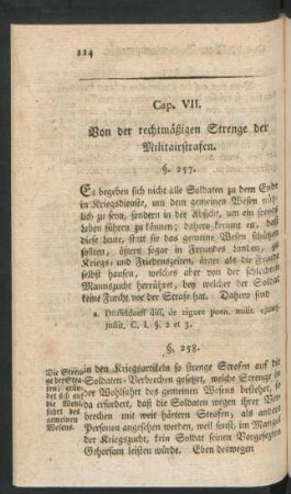 Cap. VII. Von der rechtmäßigen Strenge der Militairstrafen.