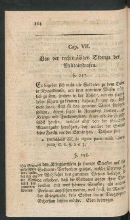 Cap. VII. Von der rechtmäßigen Strenge der Militairstrafen.