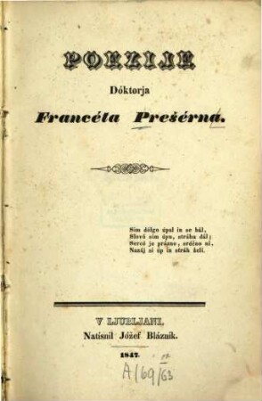 Poezije Dóktorja Francéta Prešérna