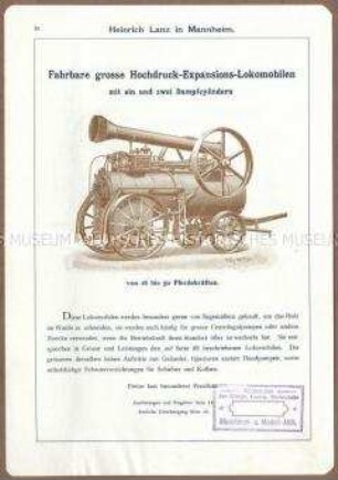 Fahrbare große Hochdruck-Expansions-Lokomobile