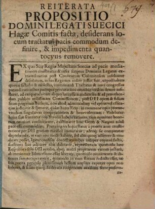 Reiterata Propositio legati Suecici Hagae Comitis facta