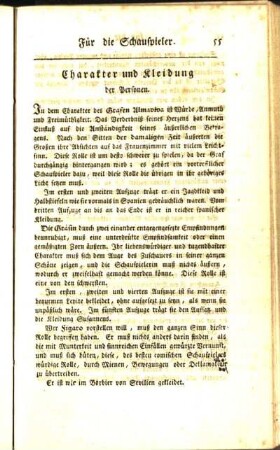 Für die Schauspieler. Charakter und Kleidung der Personen.