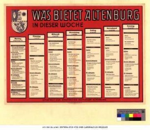 Originaltitel: Was bietet Altenburg in dieser Woche 6. Juni bis 12. Juni 1949 Mitgeteilt vom Städtischen Kulturamt Altenburg