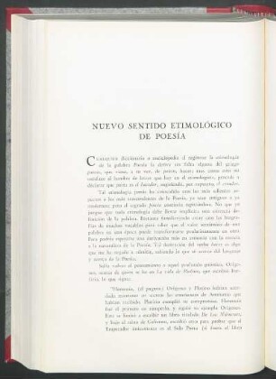 Nuevo sentido etimológico de poesía