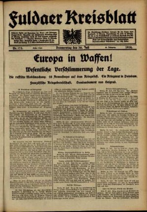 Ausgabe vom Donnerstag, den 30. Juli 1914.