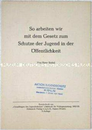 Sonderdruck zum Jugendschutzgesetz der Bundesrepublik