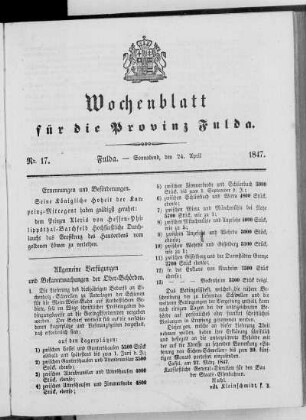 Nr. 17, Ausgabe vom 24. April 1847