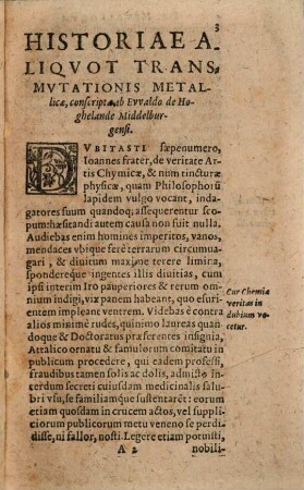 Historicae Aliquot Transmutationis Metallicae Ab Ewaldo De Hoghelande Conscriptae, Pro Defensione Alchymiae Contra hostium rabiem
