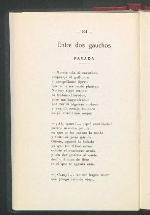 Entre dos gauchos : Payada