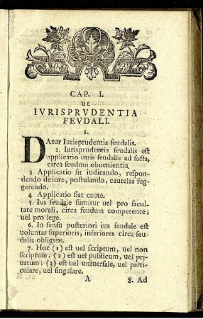 Cap. I. De iurisprudentia feudali.