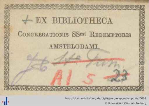 [Provenienz]: Congregatio Sanctissimi Redemptoris, Amsterdam