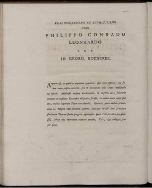 Praenobilissimo et Ervditissimo viro Philippo Conrado Leonhardo S.P.D. Io. Georg. Roederer