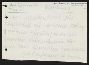 Brief von Gerhart Hauptmann und Margarete Hauptmann an Werner Blasius, geschrieben von Annie Pollak