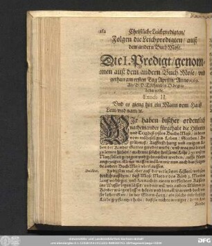 [Christliche Leichpredigten/ auß dem andern Buch Mose.]