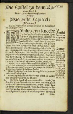 Die Epistel tzu denn Romern.