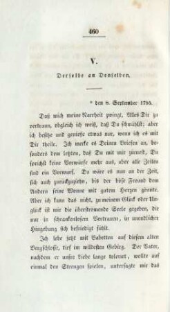 V. Derselbe an Denselben