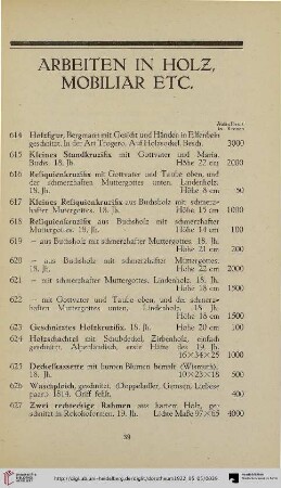 Arbeiten in Holz, Mobiliar etc. (Nr. 614-648c)