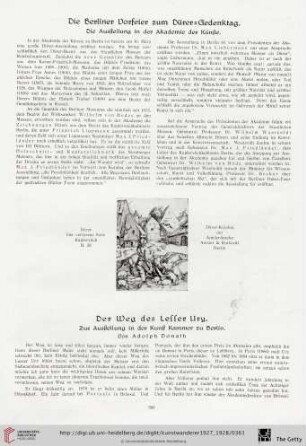 9/10: Der Weg des Lesser Ury : zur Ausstellung in der Kunst Kammer zu Berlin