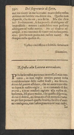 Risposta alla Lettera antecedente.