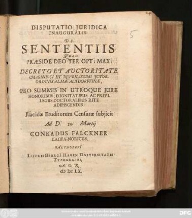 Disputatio Iuridica Inauguralis De Sententiis