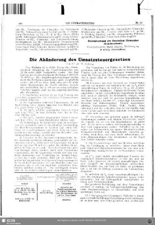 Die Abänderung des Umsatzsteuergesetzes