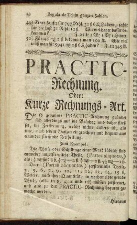 Practic-Rechnung. Oder: Kurze Rechnungs-Art. - Regular Duplex. Sonst auch wohl genannt: Multiplex.