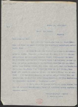 Brief an Max Burger : 31.07.1914