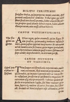 Canon Sesundus [!] Et Vigesimus.
