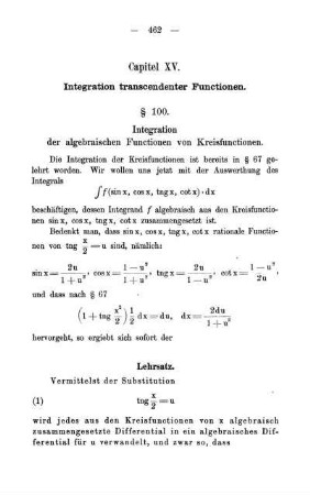 Cap. XV - XVII. Integration transcendenter Functionen. Numerische Berechnung der Werthe von bestimmten Integralen. Über Maxima und Minima.