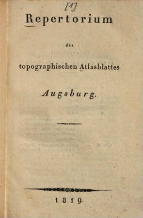 Repertorium des topographischen Atlasblattes Augsburg