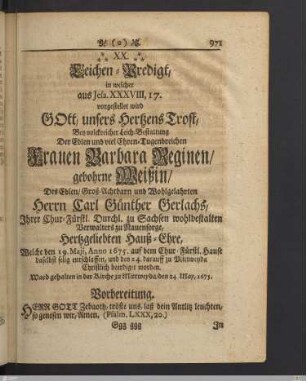 XX. Leichen-Predigt: Gott, unsers Herzens Trost