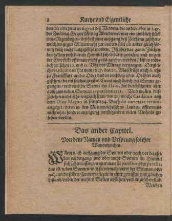 Das ander Capitel. Von dem Namen und Ursprung solcher Wunderzeichen.